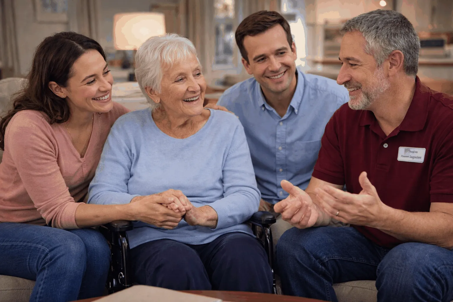 Peer mentor speaking with family caregiver